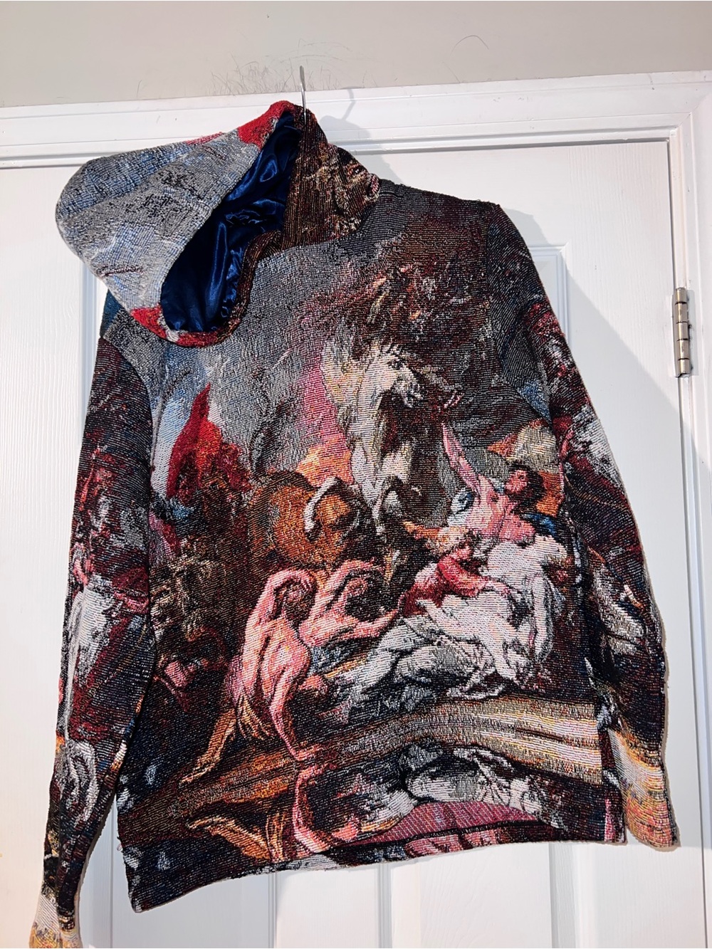 Renaissance woven tapestry classic fine-art painting pullover hoodie womens XL